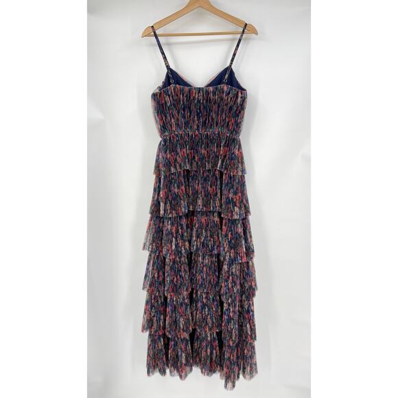 Hutch | NWT Rosey Gown Navy Tropical Garden Tulle Floral Tiered Maxi Dress 0 - Picture 5 of 14